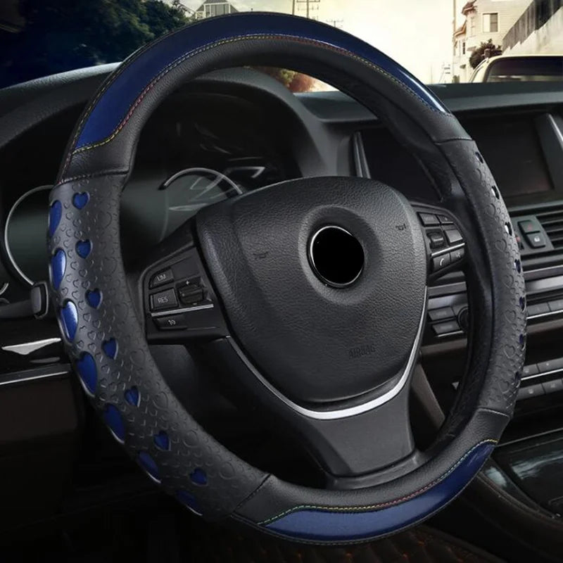 Fashion Heart Style Car Steering Wheel Cover Non-slip Fit Size 38CM Steering Wheel High Quality Interior Accessories