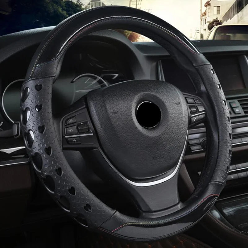 Fashion Heart Style Car Steering Wheel Cover Non-slip Fit Size 38CM Steering Wheel High Quality Interior Accessories