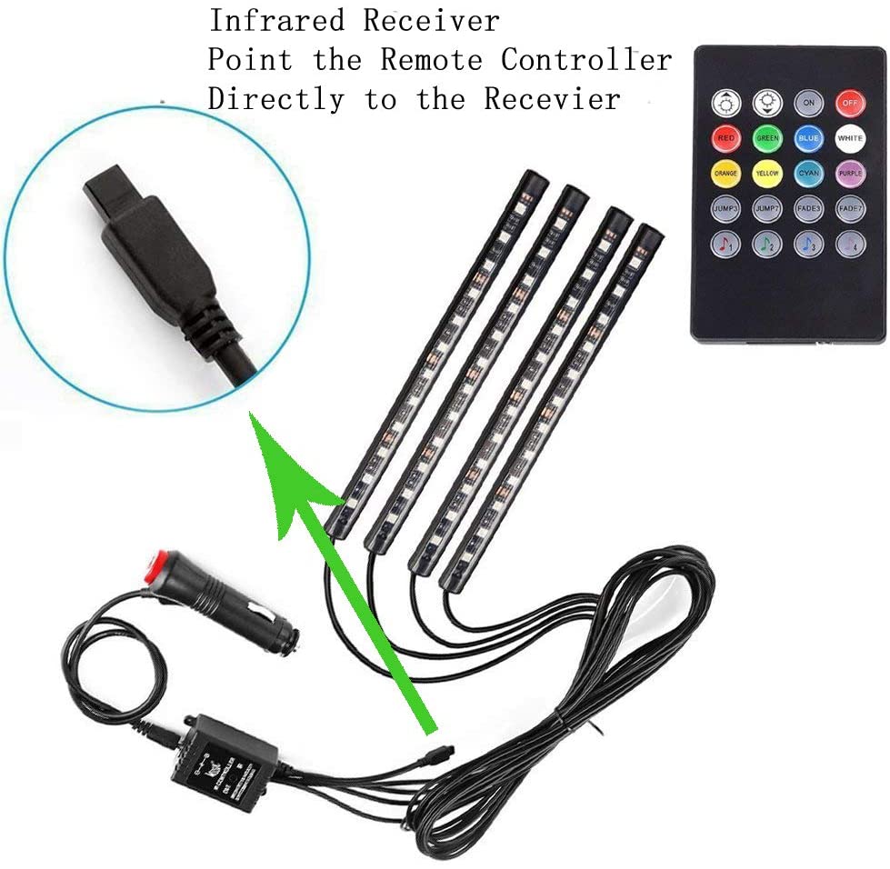 4 x Car interior LED lights with remote control
